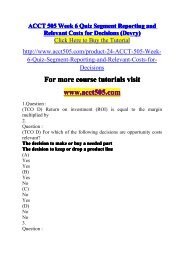 ACCT 505 Week 6 Quiz Segment Reporting  / acct505dotcom