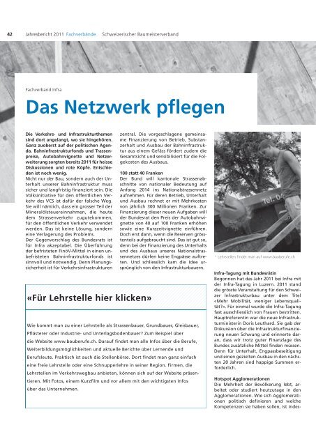 1 Jahresbericht 2011 Vorwort Schweizerischer Baumeisterverband