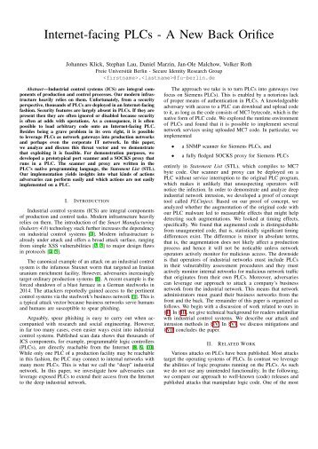 Internet-facing PLCs - A New Back Orifice