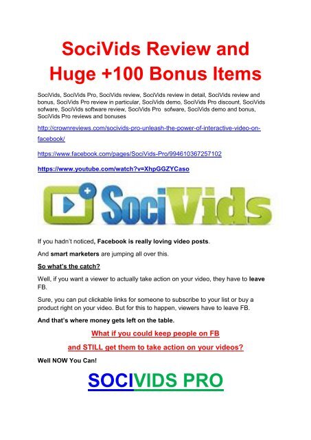   SociVids Pro  review and (GET) +100 items bonus pack