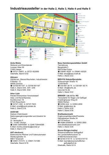 Industrieaussteller in der Halle 2, Halle 3, Halle 4 und Halle 5