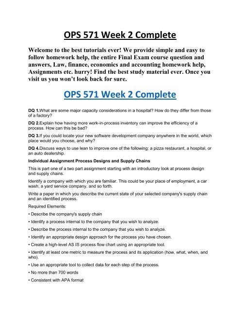 OPS 571 Week 2 Complete UOP Study Material