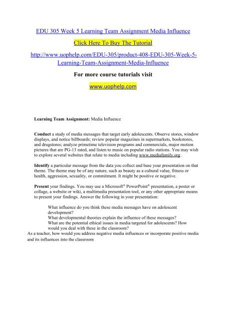 EDU 305 Week 5 Learning Team Assignment Media Influence.pdf