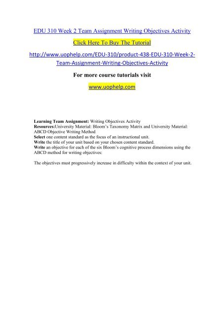 EDU 310 Week 2 Team Assignment Writing Objectives Activity.pdf