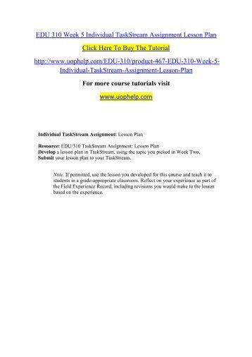 EDU 310 Week 5 Individual TaskStream Assignment Lesson Plan.pdf