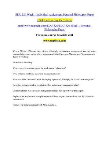EDU 320 Week 1 Individual Assignment Personal Philosophy Paper.pdf