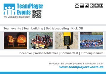 TeamPlayer Events - Broschüre | Teamevents, Teambuiding, Betriebsausflug ...