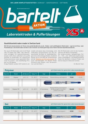 XS Instruments Laborelektroden & Pufferlösungen