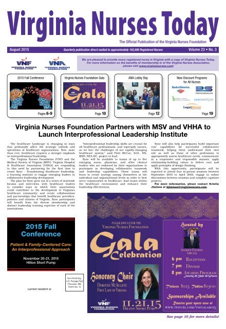 Virginia Nurses Today August 2015 Virginia Nurses Today August 2015