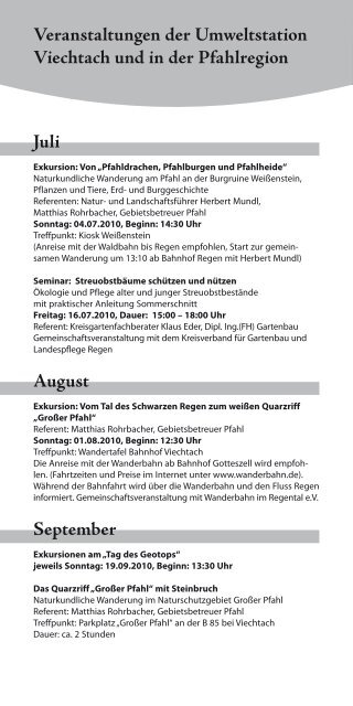 Jahresprogramm 2010 - Naturpark Bayerischer Wald