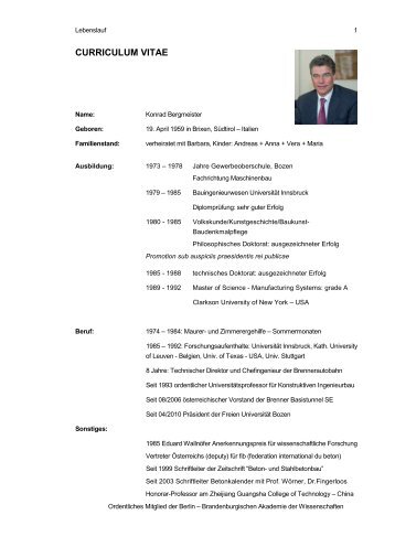 lebenslauf freie universitat bozen