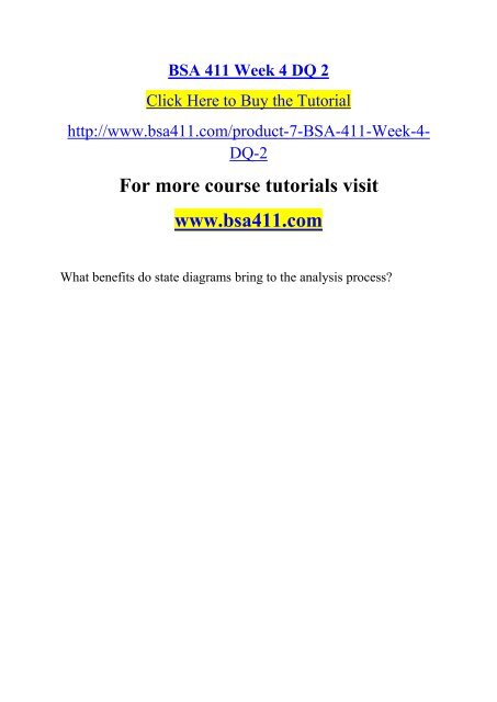 BSA 411 Week 4 DQ 2
