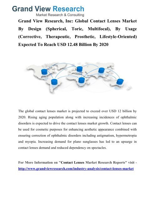 Contact Lenses Market Forecast, Trends To 2020: Grand View Research, Inc.