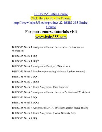 bshs 355 family of woodstock Bshs 355 delivery of human services: theory and practice question # 00039892 subject: business family of woodstock brochure discussion questions 1 and 2 week 3 bshs/355, bshs 355. bshs 355 family of woodstock Bshs 355 delivery of human services: theory and practice question # 00039892 subject: business family of woodstock brochure discussion questions 1 and 2 week 3 bshs/355, bshs 355.