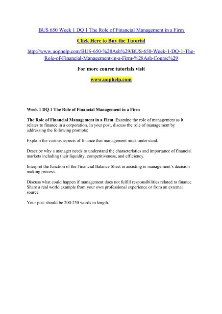 Bus 650 Week 1 Dq 1 The Role Of Financial Management In A Firm.pdf