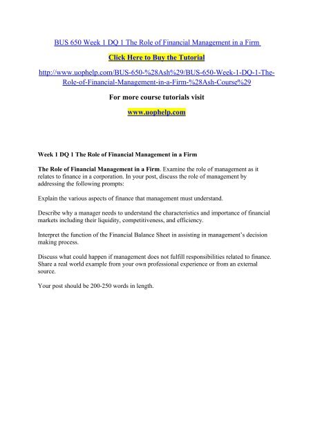 Bus 650 Week 1 Dq 1 The Role Of Financial Management In A Firm.pdf