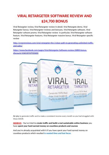  Viral Retargeter review & huge +100 bonus items