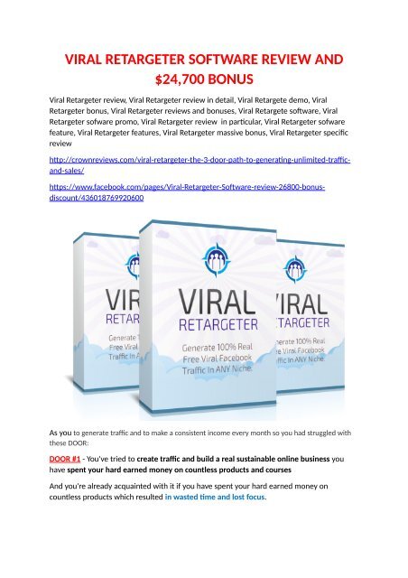  Viral Retargeter review & huge +100 bonus items