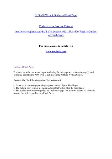bus 670 week 4 outline of final paper