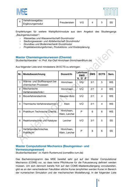 Muster-Curricula - Ingenieurwissenschaften - TUM