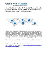 Excipients Market Size, Analysis To 2020: Grand View Research, Inc.  