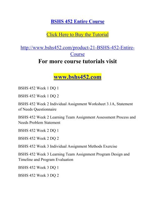 Bshs 452 entire course material essay 08 image