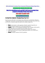 MGT 426 Week 2 Learning Team Assignment Managing Change Paper Part I/mgt426homeworkdotcom