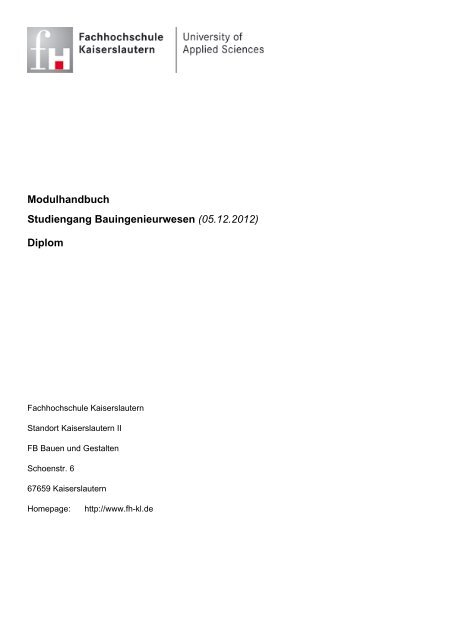 Modulhandbuch Studiengang Bauingenieurwesen (12.11 ... - FHInfo