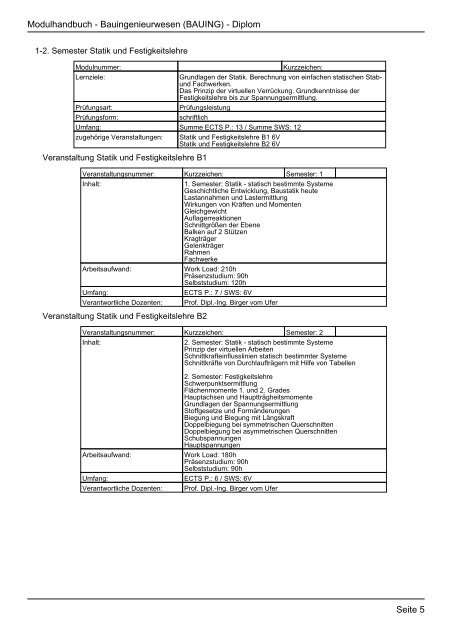 Modulhandbuch Studiengang Bauingenieurwesen (12.11 ... - FHInfo