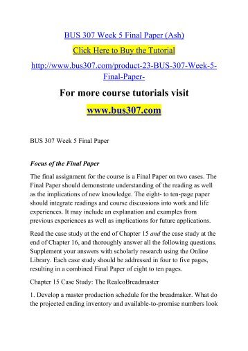 BUS 307 Week 5 Final Paper (Ash)