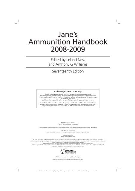 0E3F10　洋書　JANE'S AMMUNITION HANDBOOK 1996-97 Fifth Edition カバー欠　軍事（弾丸・弾頭）関係専門書 Ammunition Handbook 2008-2009