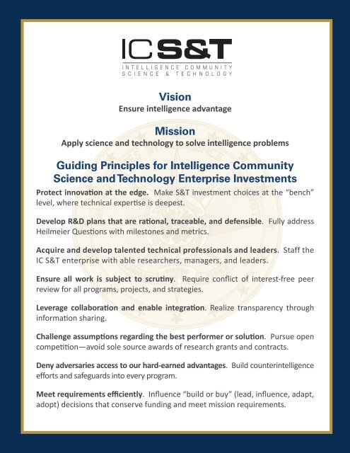 IC S&T STRATEGIC PLAN