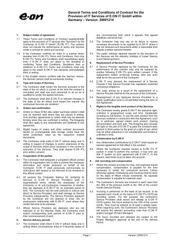 General Terms and Conditions of Contract for the ... - E.ON AG