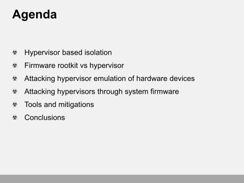 Attacking Hypervisors via Firmware and Hardware