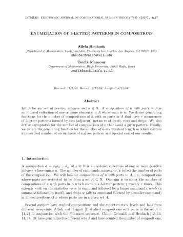 ENUMERATION OF 3-LETTER PATTERNS IN COMPOSITIONS ...