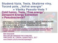 Studená Fúzia, Tesla, Skalárne Vlny,  Torzné Pole, „Voľné Energie” = Všetky Pseudo Veda ? / Cold Fusion, Tesla, Scalar Wave, Torsion Field, “Free Energy”.. = All Pseudoscience?