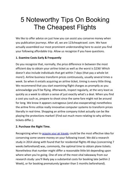 5 Noteworthy Tips On Booking The Cheapest Flights.pdf