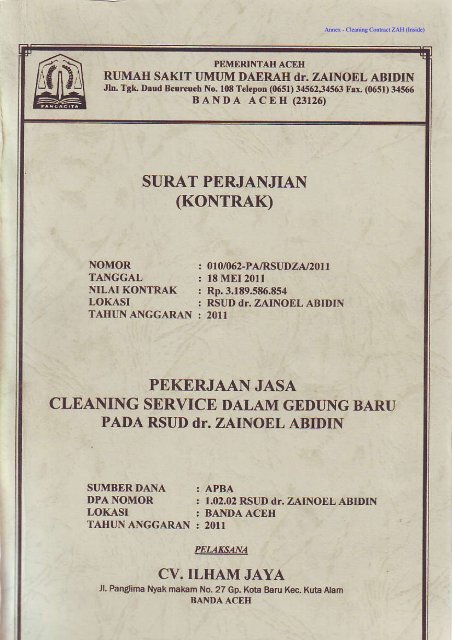 kontraio pekerjaanjasa cleaning service dalam gedijng baru ... - Epos