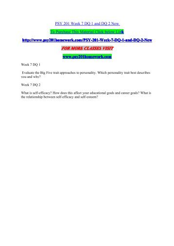 PSY 201 Week 7 Assignment Personality and Intelligence Worksheet New/psy201homeworkdotcom