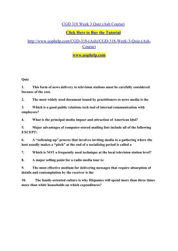 CGD 318 Week 3 Quiz (Ash Course)./uophelp
