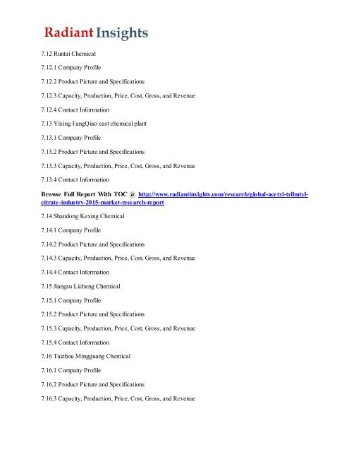 Global Acetyl Tributyl Citrate Market Share, Size, Growth & Trend 2015 Radiant Insights, Inc.pdf