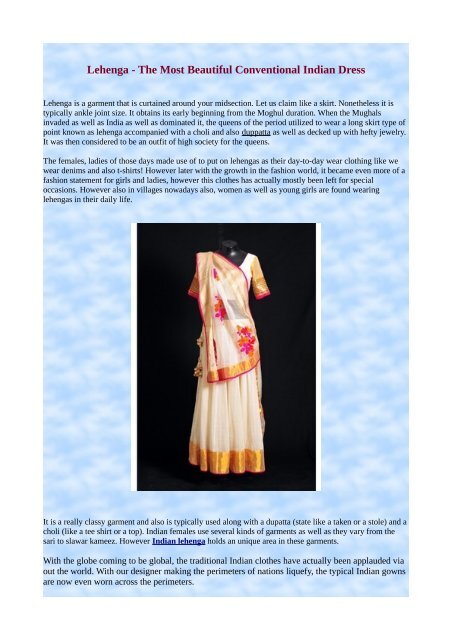 Lehenga - The Most Beautiful Conventional Indian Dress.pdf