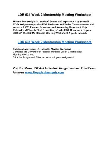 ldr531 mentorship worksheet wk6 Ldr 531 new week 2 mentorship meeting worksheetpdf ldr 531 week 6 team assignment failure analysis and change strategy (new) $800 check out. ldr531 mentorship worksheet wk6 Ldr 531 new week 2 mentorship meeting worksheetpdf ldr 531 week 6 team assignment failure analysis and change strategy (new) $800 check out.