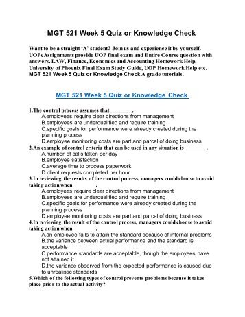 Homework help for uop