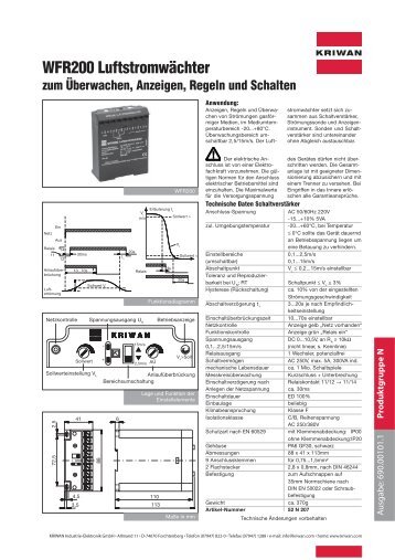 WFR200 Luftstromwächter Strömungssonde