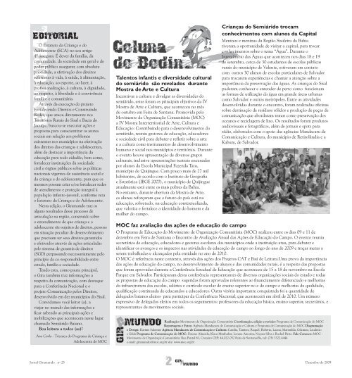 Jornal Giramundo - nº 25 - Ano 09 - Dezembro de 2009 - Fortalecendo as Redes Sociais na Região Sisaleira