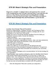 UOP Course Homework Help STR 581 Week 6 Strategic Plan and Presentation