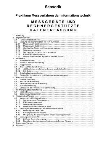 5 Rechnergestützte Datenerfassung - Sensorik - Universität Paderborn