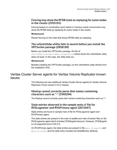 Veritas Cluster Server Release Notes