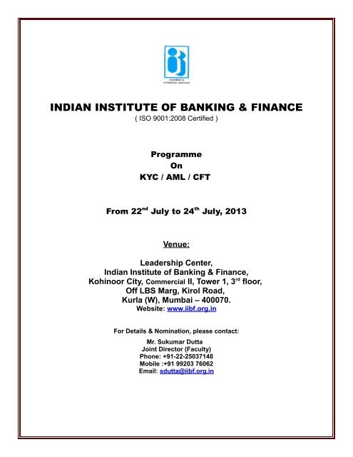 INDIAN INSTITUTE OF BANKING & FINANCE